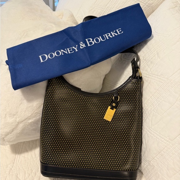 Dooney&Bourke Black Caberolet Vintage Polka Dot Hobo. 131/2x10 EUC with dusty - Picture 3 of 12